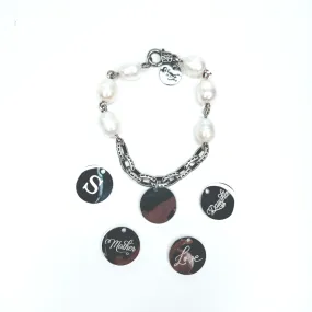 Freshwater Pearl & Textured Chain Bracelet