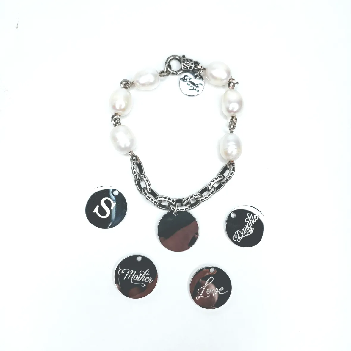 Freshwater Pearl & Textured Chain Bracelet