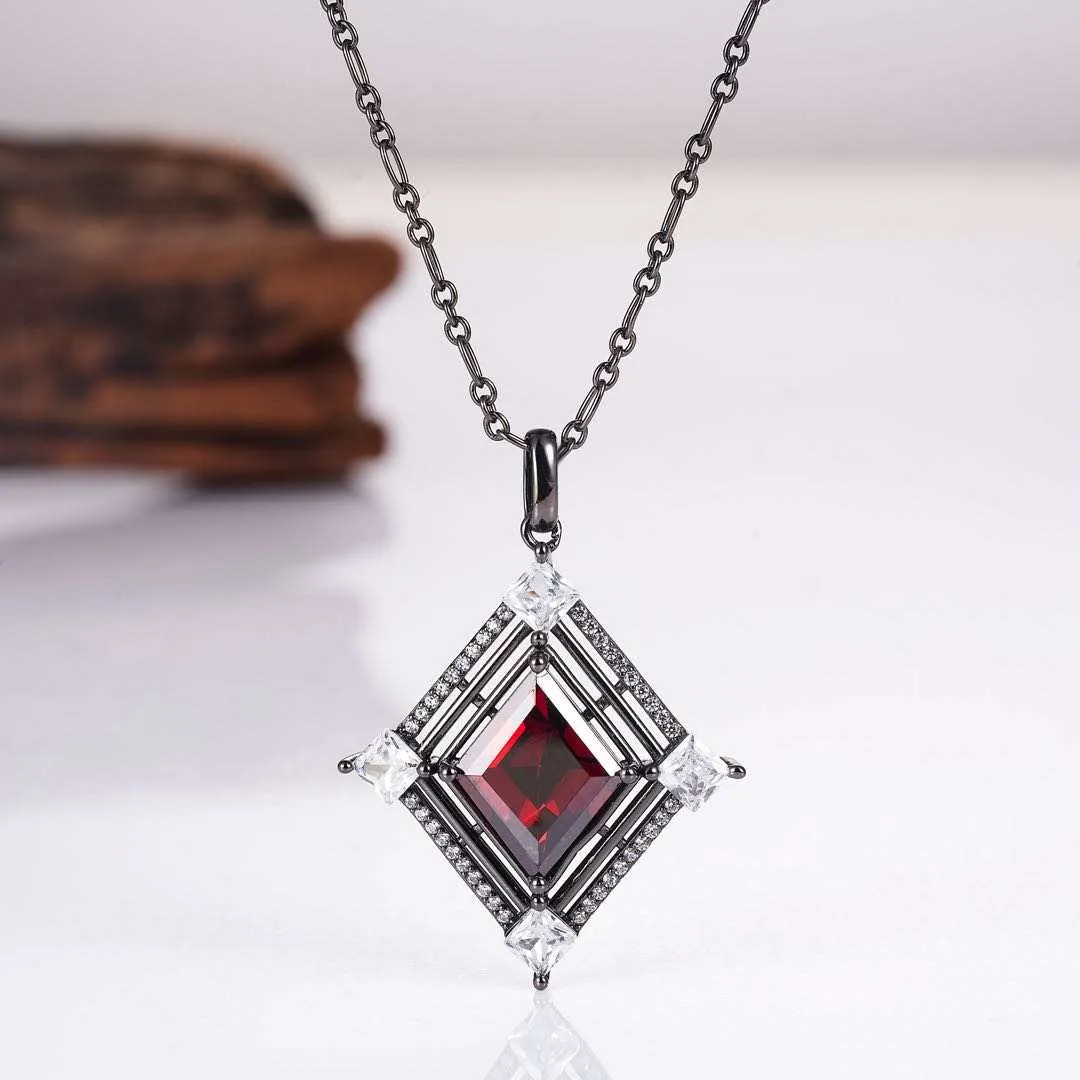 Fria Garnet and Black Gold Necklace