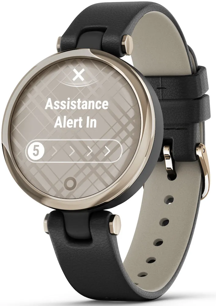 Garmin Lily Cream Gold Black Case and Italian Leather Band