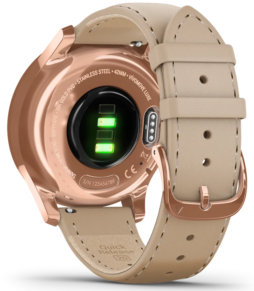 Garmin Vivomove Luxe Rose Gold PVD Sand Leather
