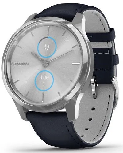 Garmin Vivomove Luxe Steel Case Navy Leather D