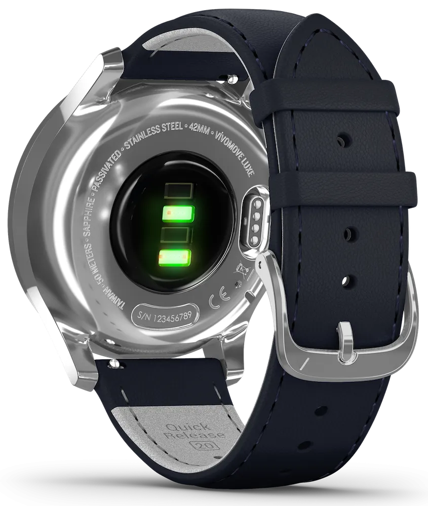 Garmin Vivomove Luxe Steel Case Navy Leather D