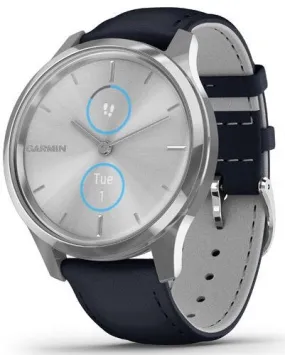 Garmin Vivomove Luxe Steel Case Navy Leather D