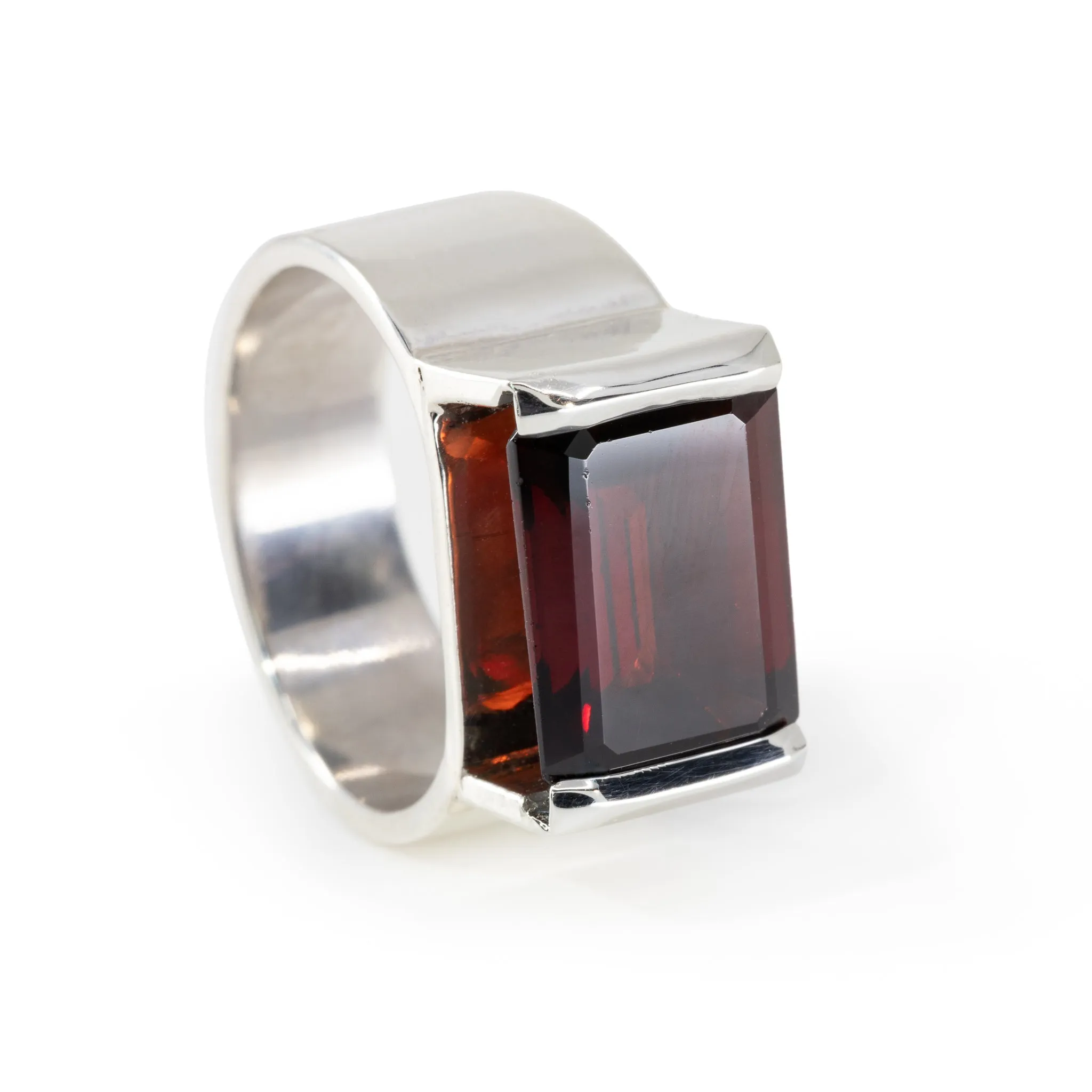 Garnet 7.88 Carat Sterling Silver Handcrafted Gemstone Ring