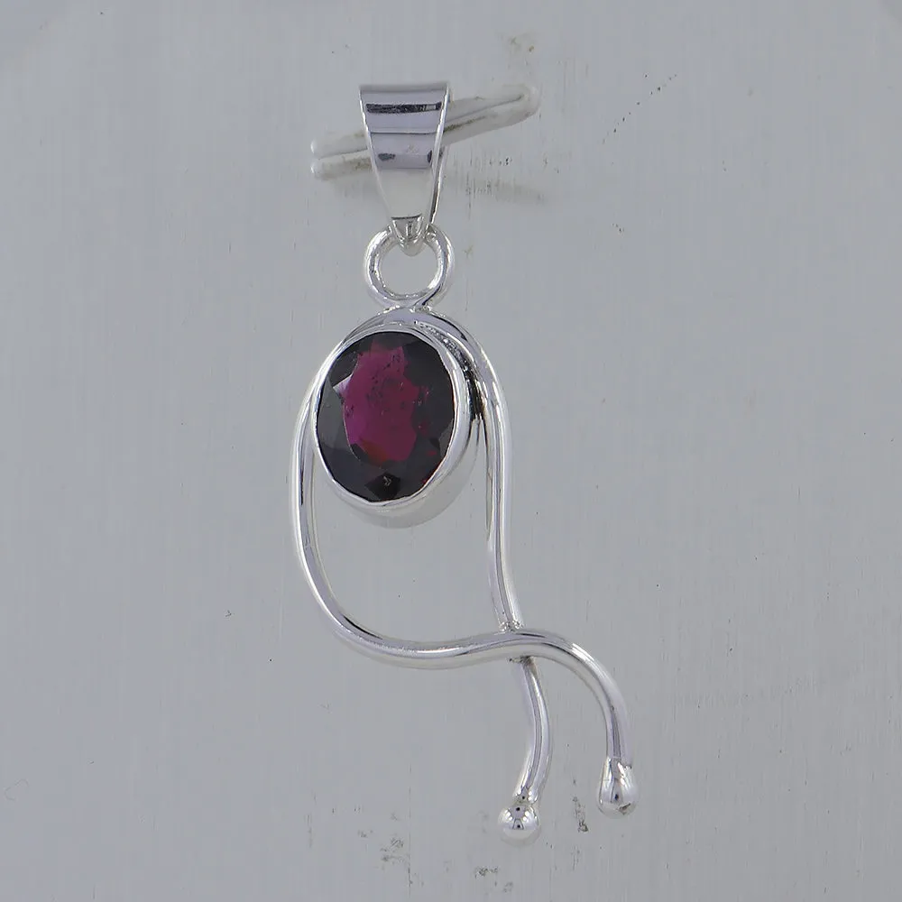 Garnet Cut Stone 925 Sterling Silver Pendant
