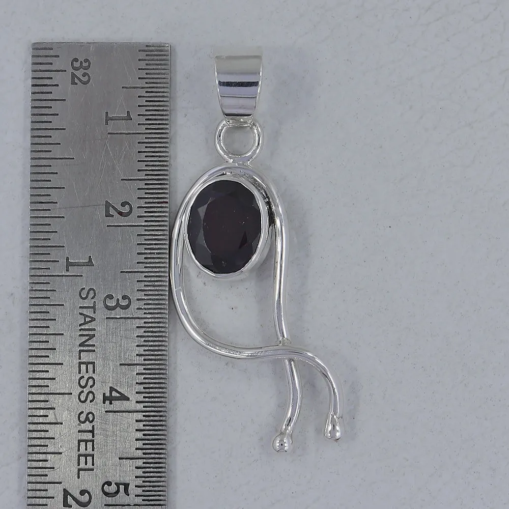 Garnet Cut Stone 925 Sterling Silver Pendant