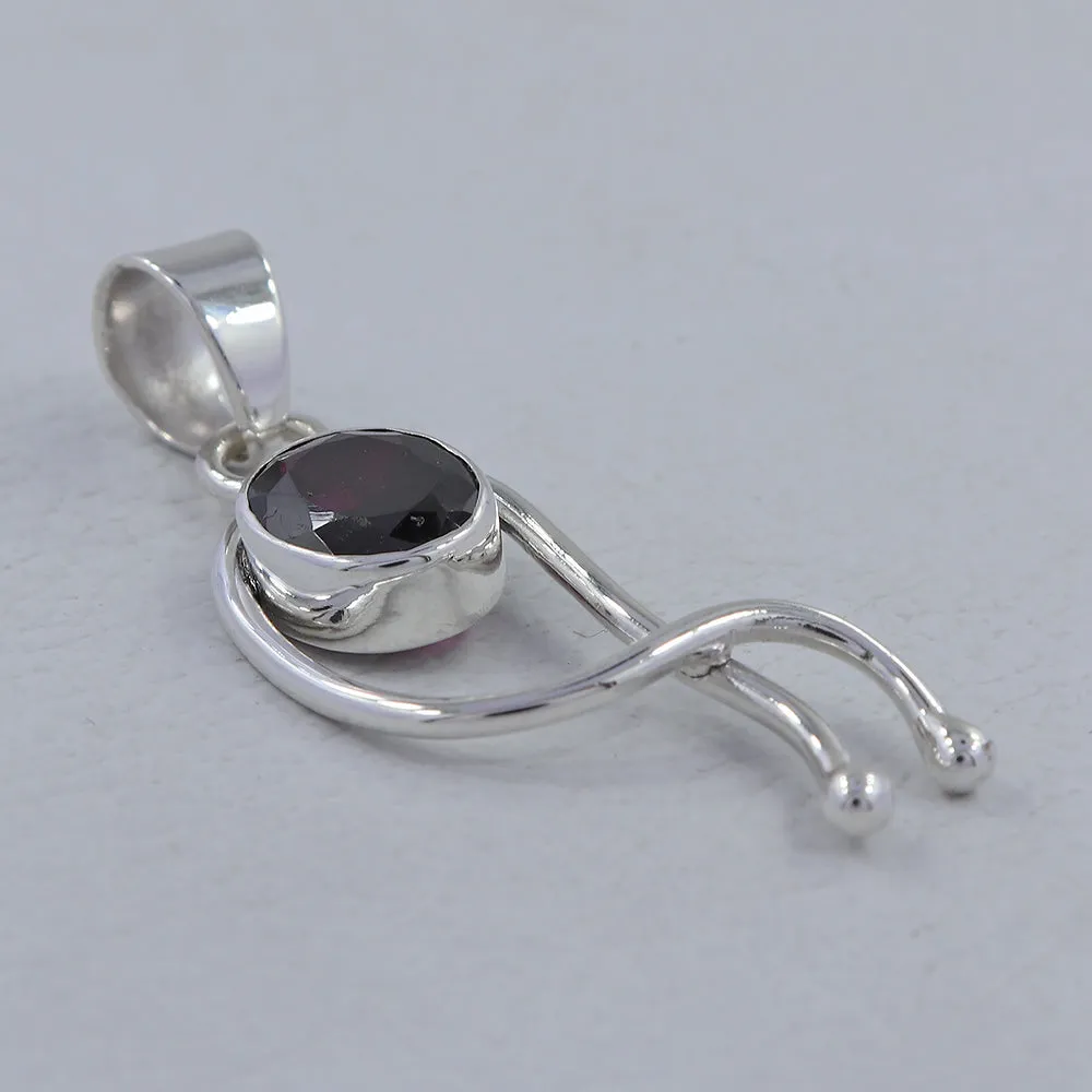 Garnet Cut Stone 925 Sterling Silver Pendant