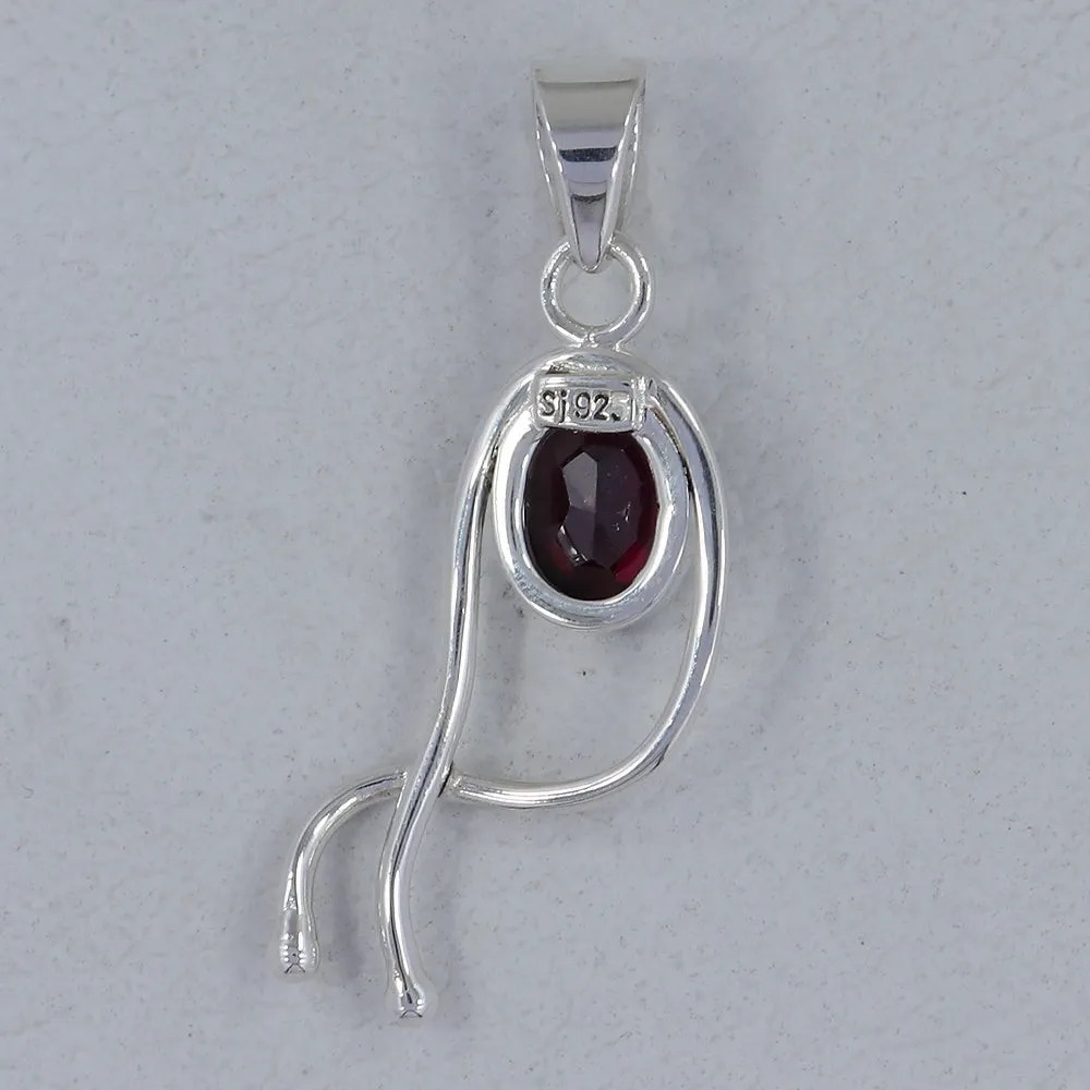 Garnet Cut Stone 925 Sterling Silver Pendant