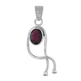 Garnet Cut Stone 925 Sterling Silver Pendant