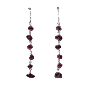 Garnet Nuggets Earrings / 63mm length / sterling silver earwires