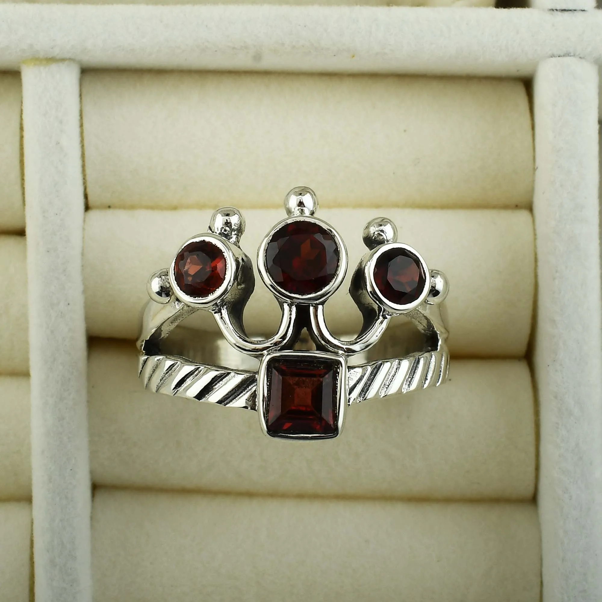 Garnet Sterling Silver Ring