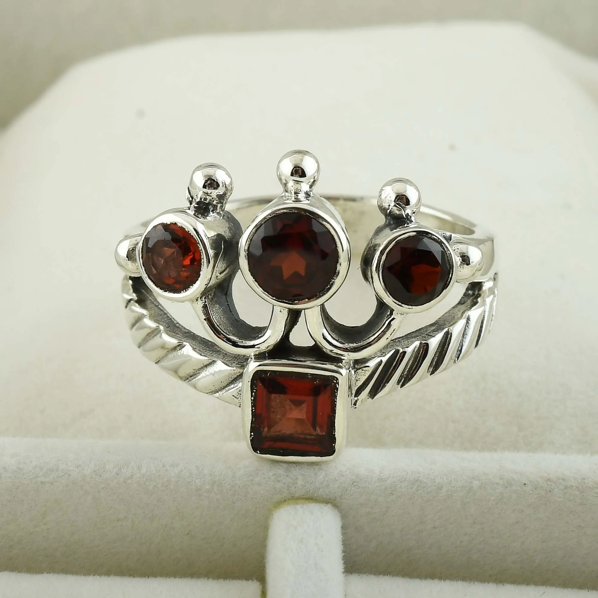 Garnet Sterling Silver Ring