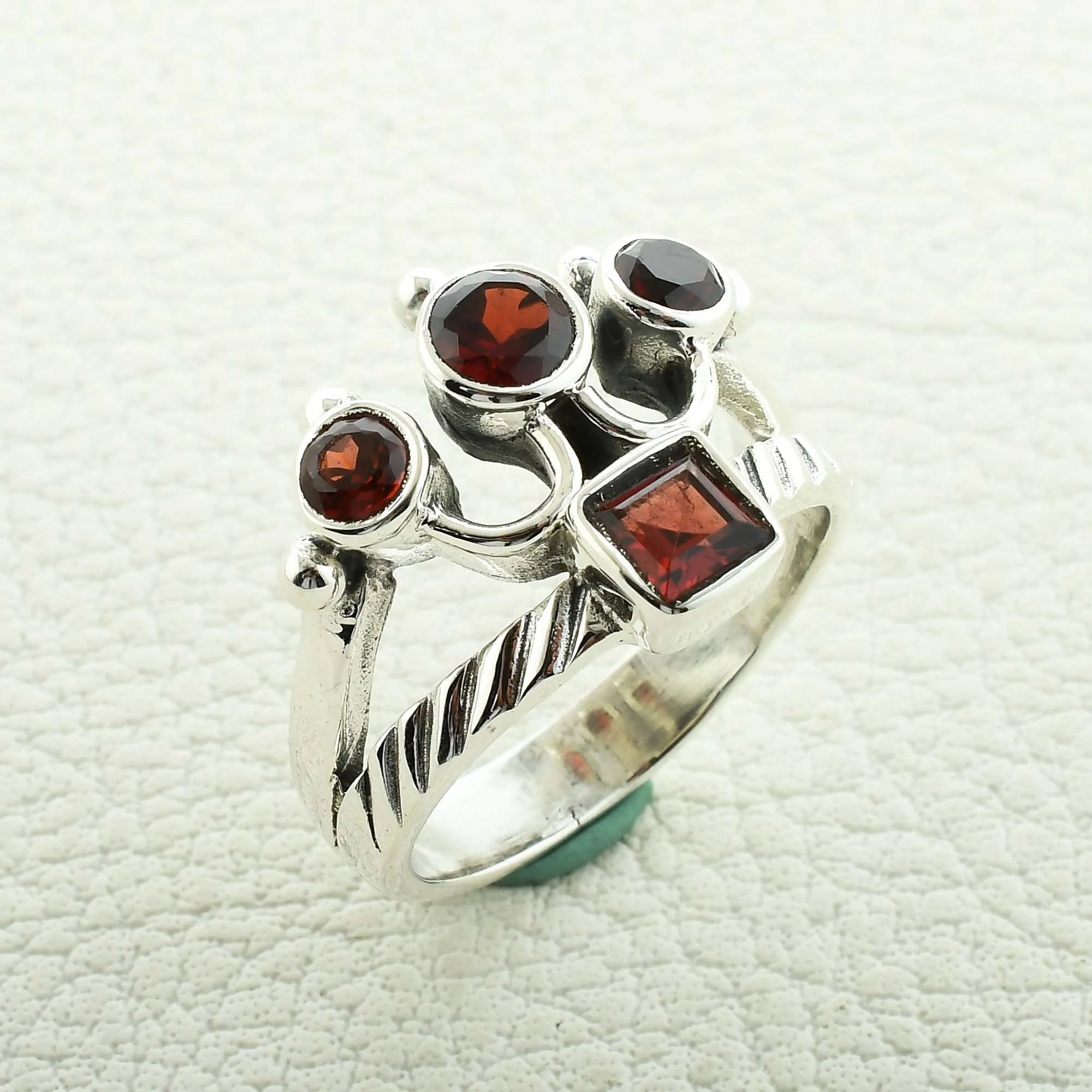Garnet Sterling Silver Ring