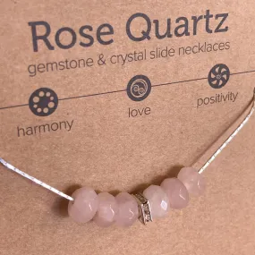 Gemstone Slide Necklace | Rose Quartz