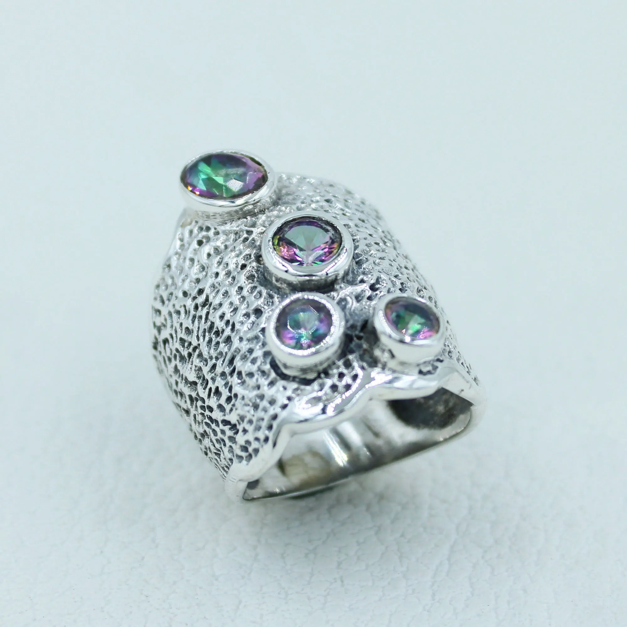 Genuine Mystic Quartz Designer Ring - Multi Color Ring