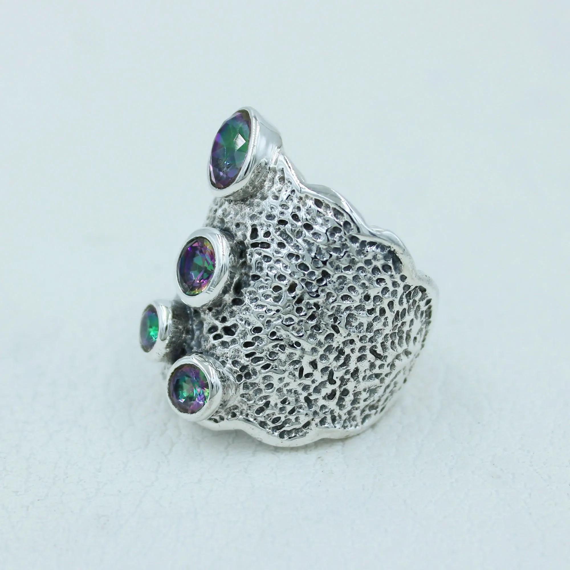 Genuine Mystic Quartz Designer Ring - Multi Color Ring