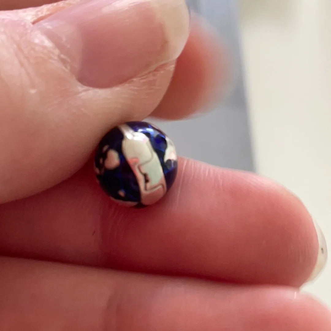 Genuine Pandora UNICEF Enamel Blue Planet Dangle Charm 'Supporting Young Voices'