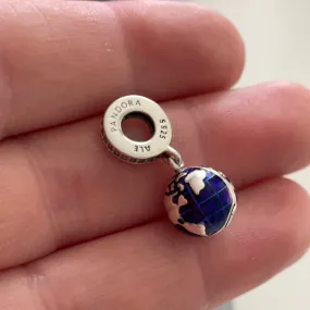 Genuine Pandora UNICEF Enamel Blue Planet Dangle Charm 'Supporting Young Voices'