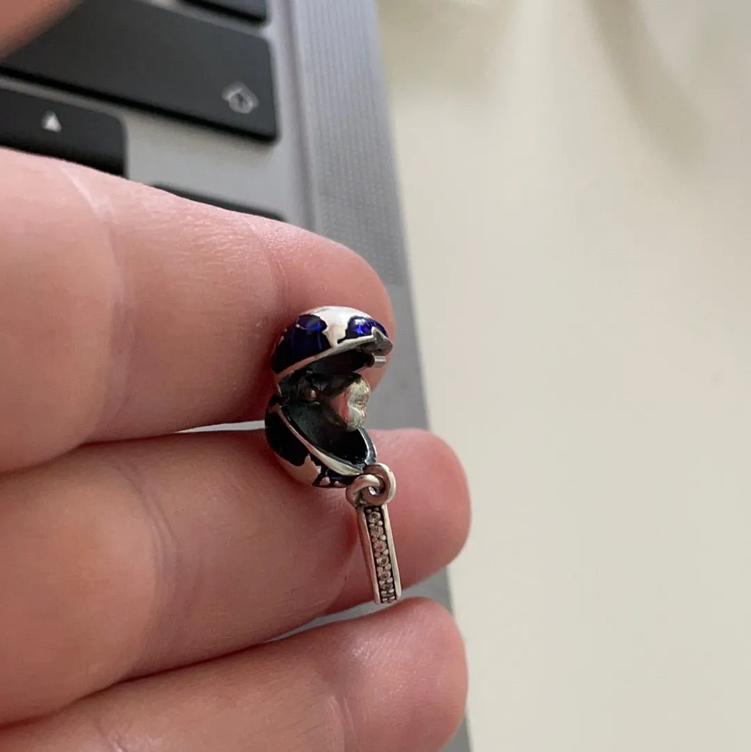 Genuine Pandora UNICEF Enamel Blue Planet Dangle Charm 'Supporting Young Voices'