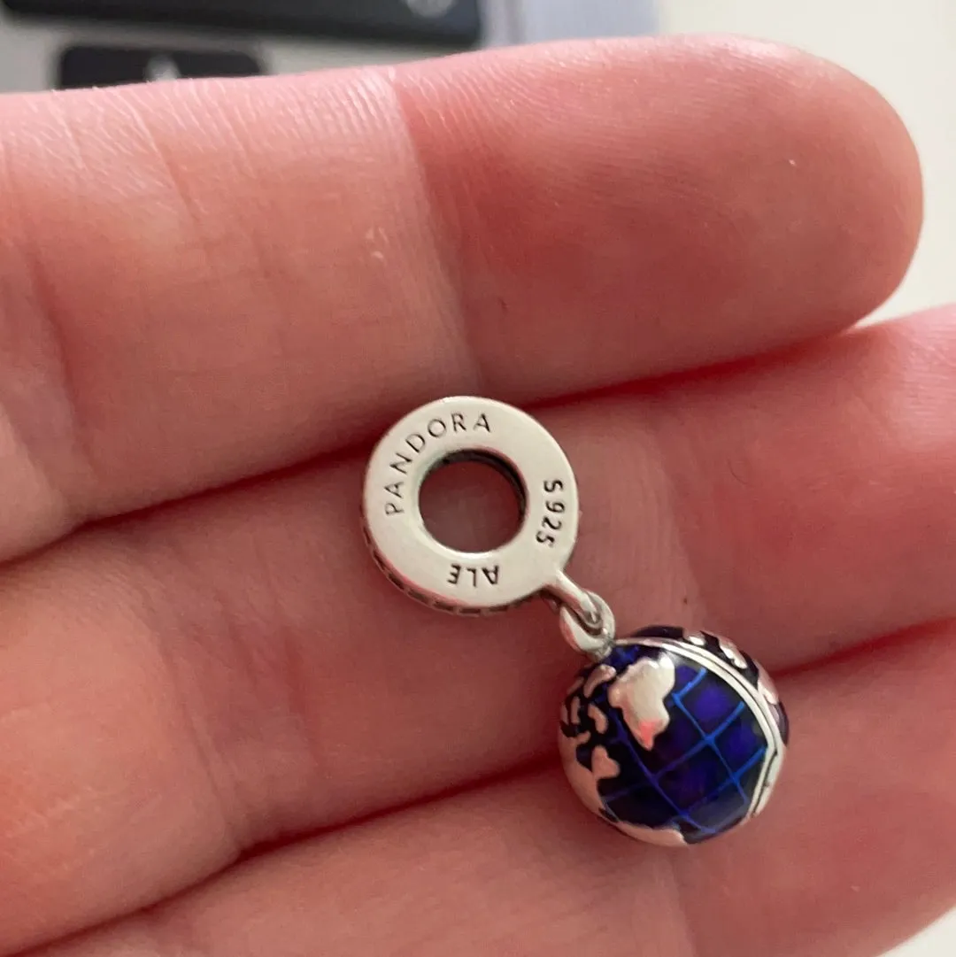 Genuine Pandora UNICEF Enamel Blue Planet Dangle Charm 'Supporting Young Voices'
