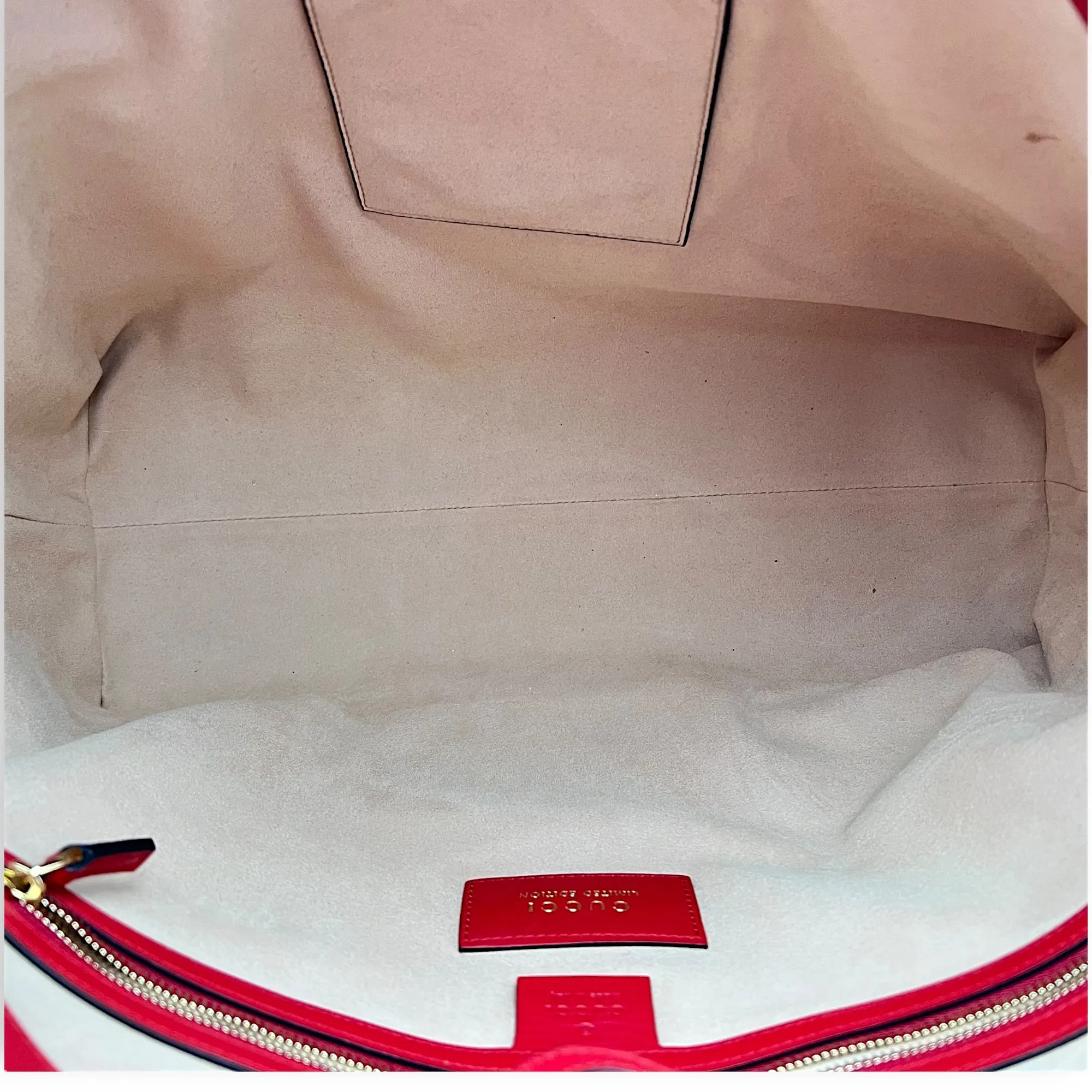 GG Supreme Snake Heart Grey Tote Bag in Coated Canvas, Silver hardware