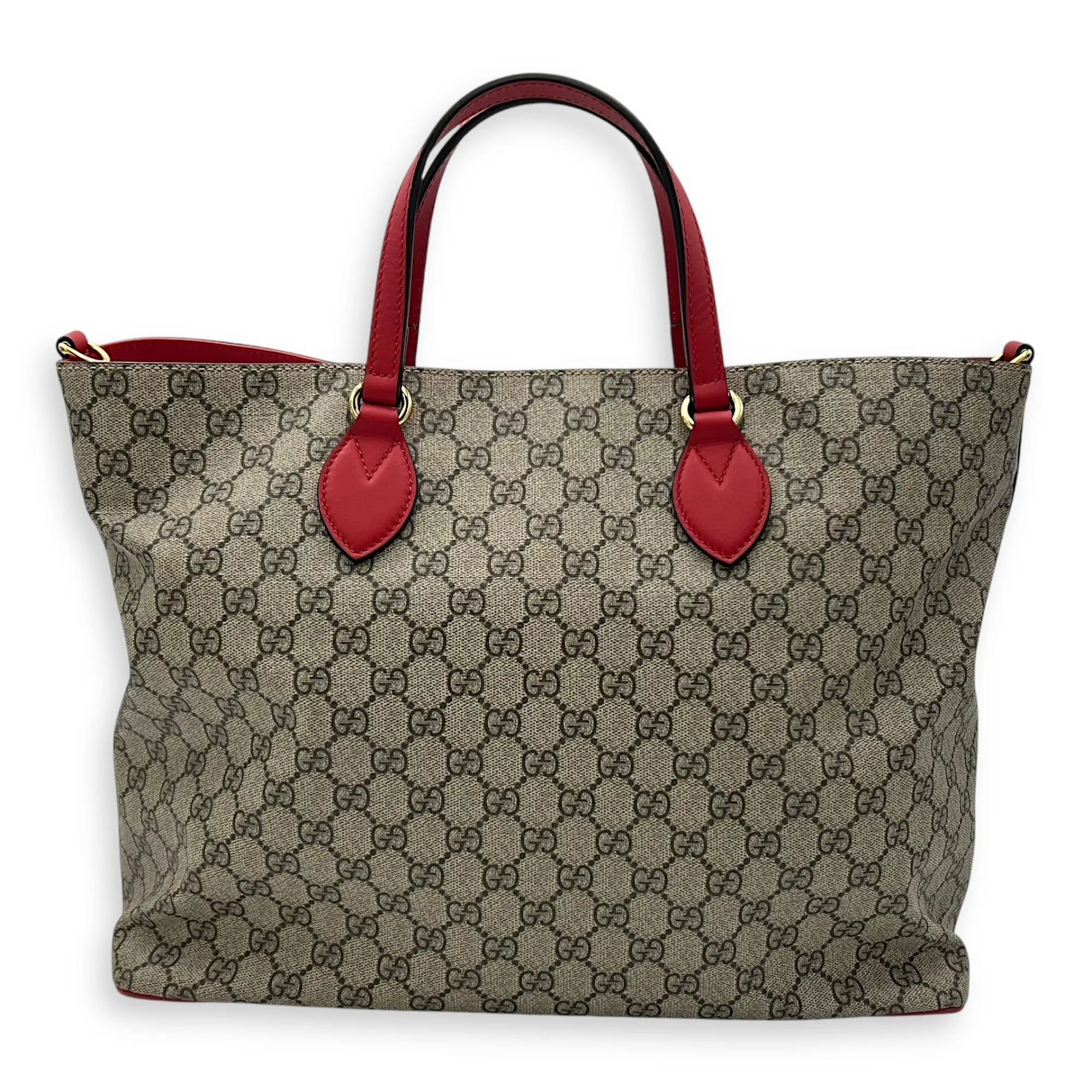 GG Supreme Snake Heart Grey Tote Bag in Coated Canvas, Silver hardware