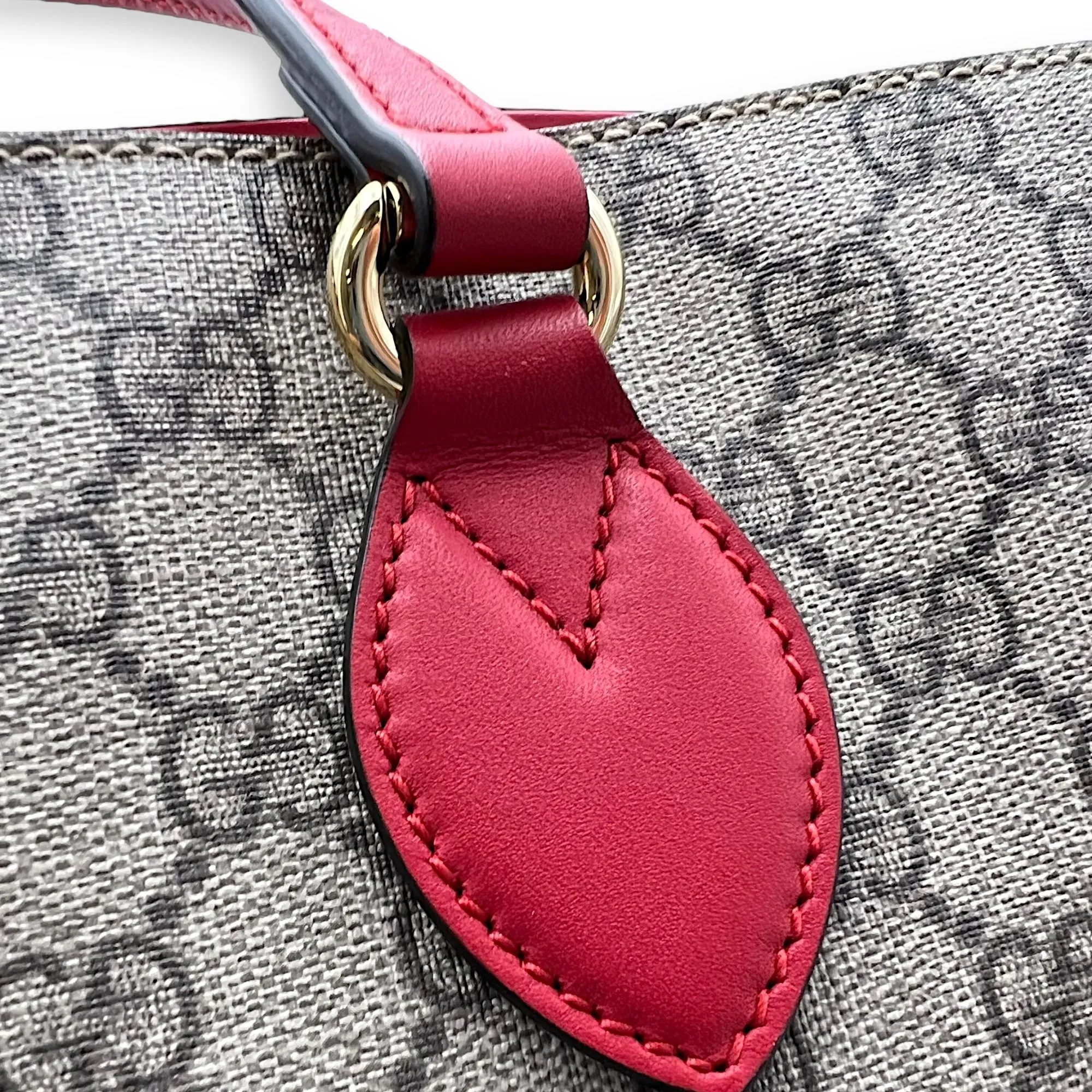 GG Supreme Snake Heart Grey Tote Bag in Coated Canvas, Silver hardware
