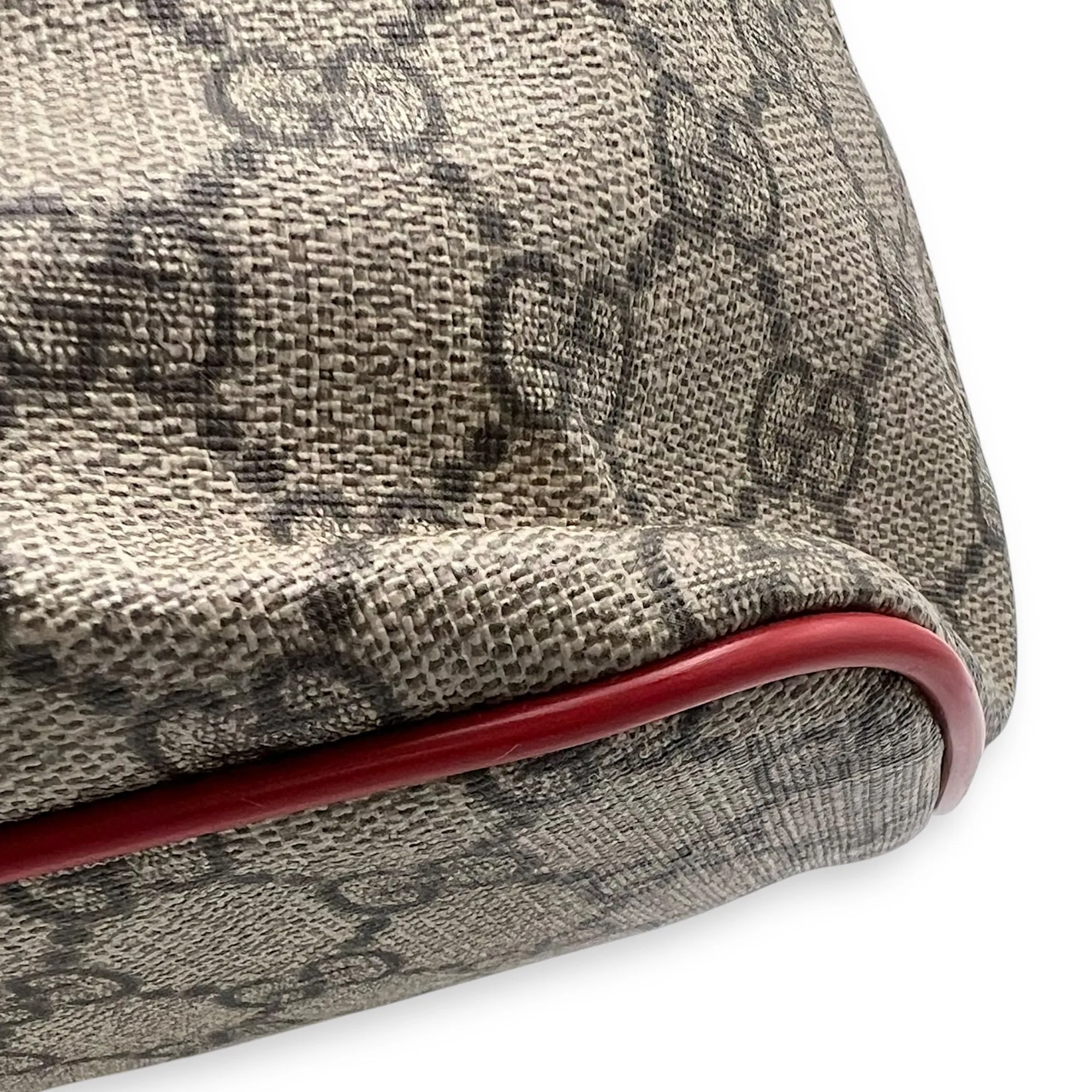 GG Supreme Snake Heart Grey Tote Bag in Coated Canvas, Silver hardware