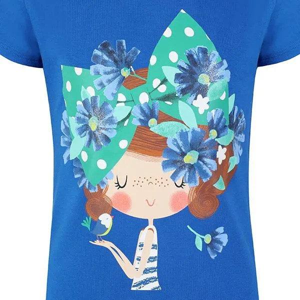 GIRL BLUE SHORT SLEEVES PRINT T-SHIRT