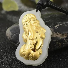 Golden Pixiu Hetian Jade Prosperity Necklace