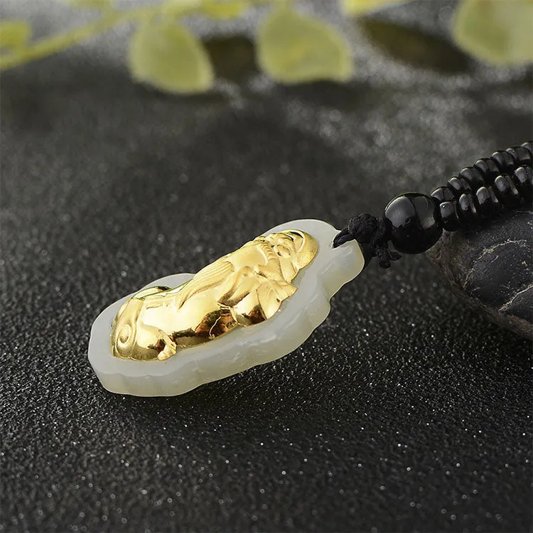 Golden Pixiu Hetian Jade Prosperity Necklace
