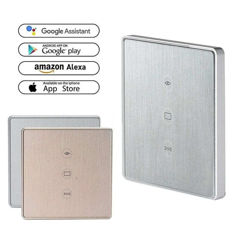 Gold/Silver Tuya Smart Life WiFi Curtain Switch for Electric Motorized Curtain Blind Roller Shutter works with Alexa&Google home