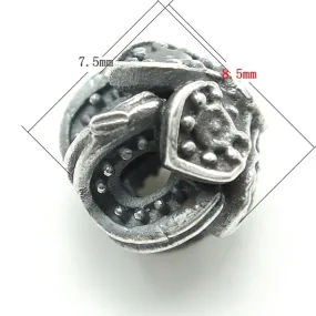 Granular Round Bead in Antique Sterling Silver 8.3x8.3x7.8mm