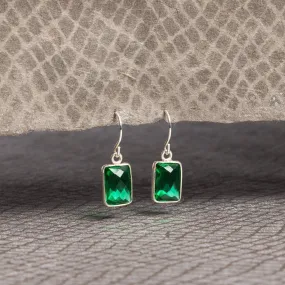 Green Quartz Pillow Shape Drop Earrings 925 Sterling Silver Earwire