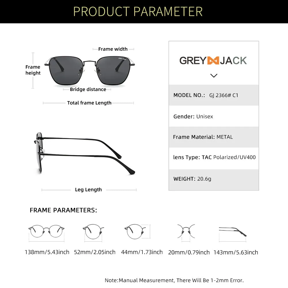 GREY JACK Polygon Polarized Minimalist Latest Stylish Sunglasses for Men Women 2366