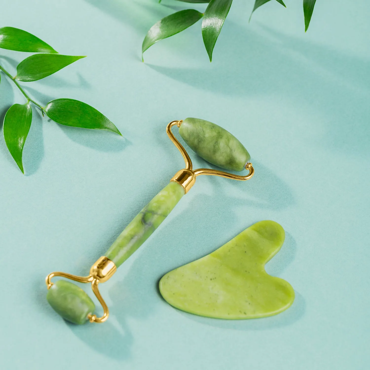 Gua Sha Stone & Jade Roller for Anti-Aging Face Massage