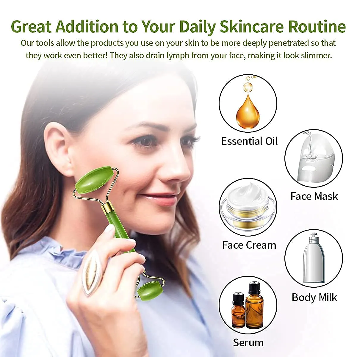 Gua Sha Stone & Jade Roller for Anti-Aging Face Massage