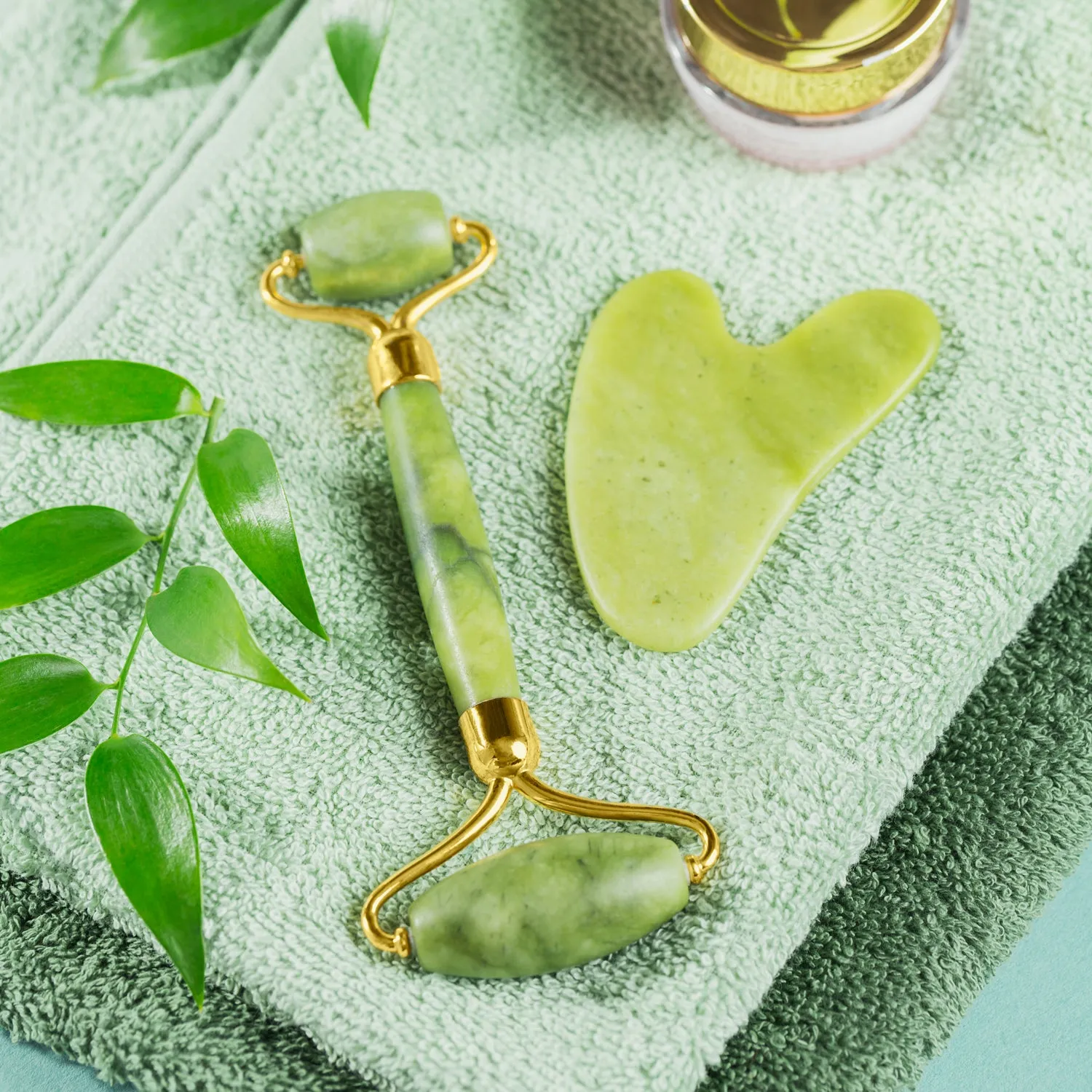 Gua Sha Stone & Jade Roller for Anti-Aging Face Massage