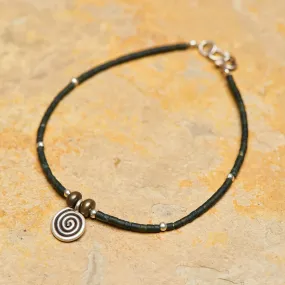 Hand Made Tibetan Spiral Mala Bracelet With Jade Beads