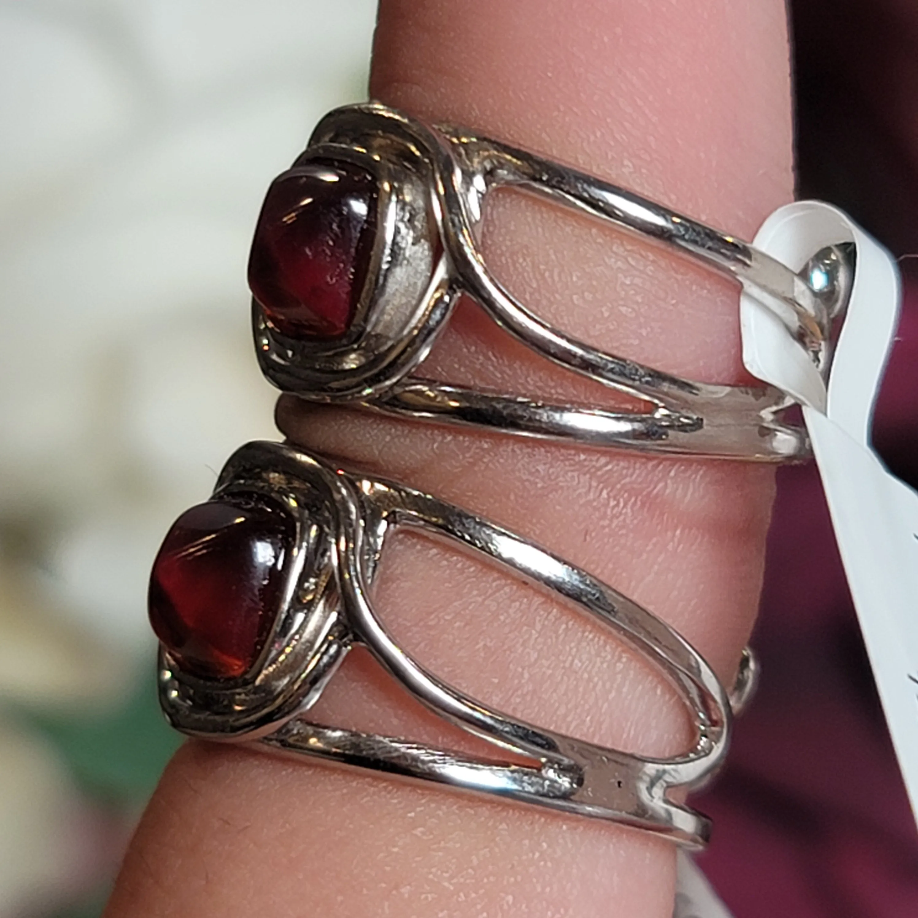 Hessonite Garnet Midi Cuff Ring in .925 Silver for Manifesting Love and Success in your Career, Protection and Wealth