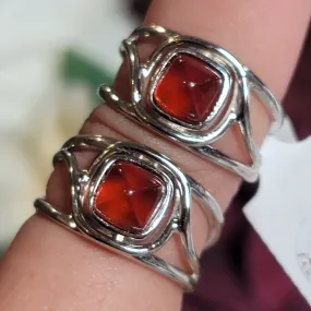 Hessonite Garnet Midi Cuff Ring in .925 Silver for Manifesting Love and Success in your Career, Protection and Wealth