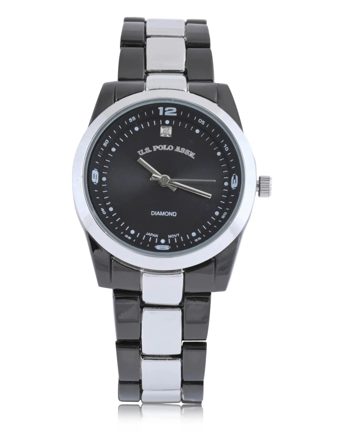 HIS AND HERS SILVER LINK DIAMOND WATCH SET