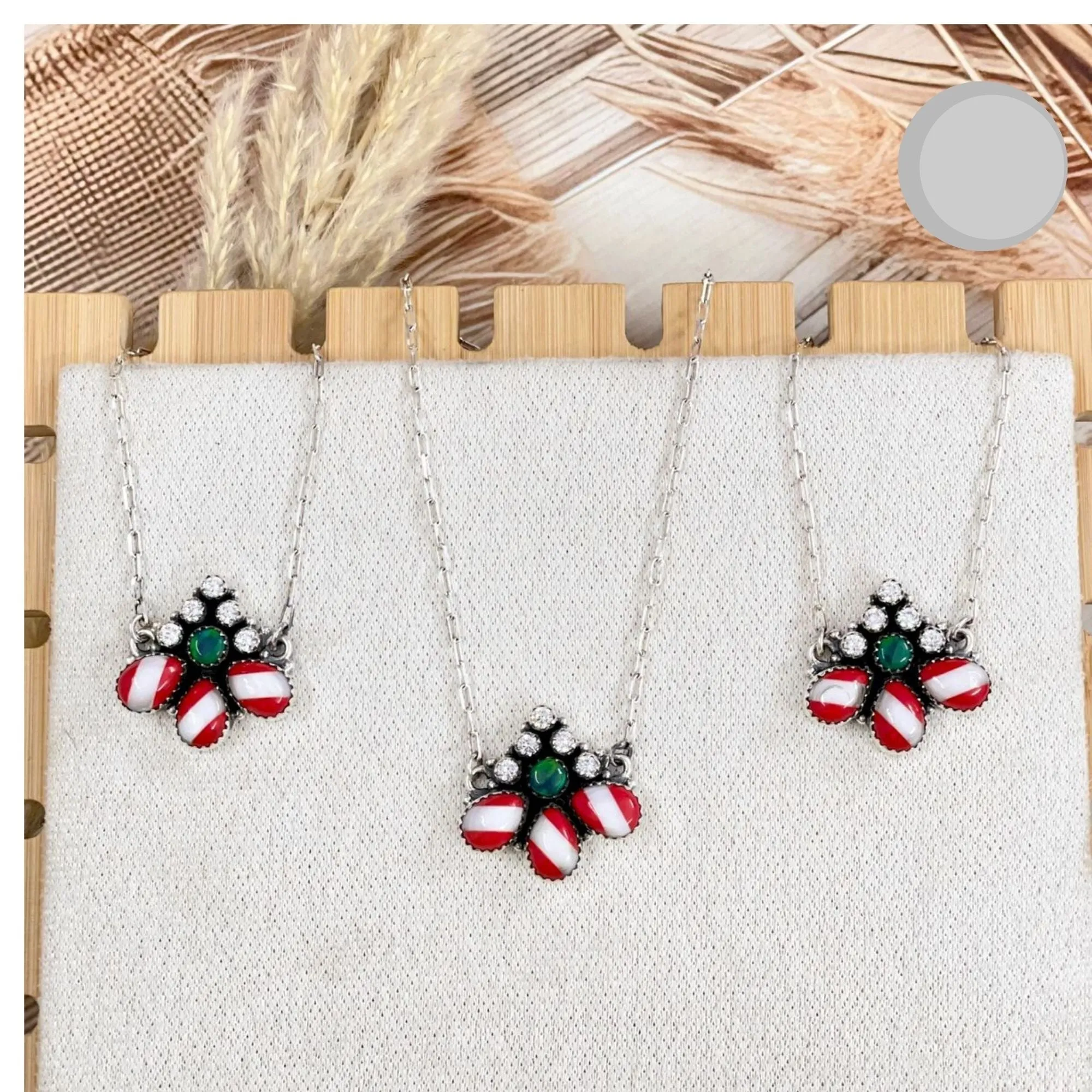 Holiday Half Cluster Stripe Stone Necklace