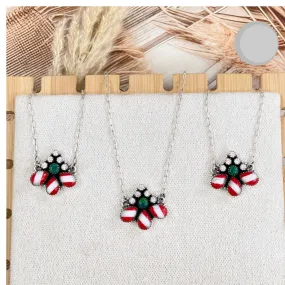 Holiday Half Cluster Stripe Stone Necklace