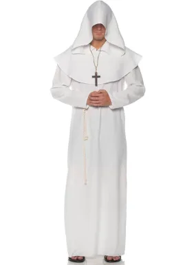 Hooded White Monk Plus Size Mens Costume Robe
