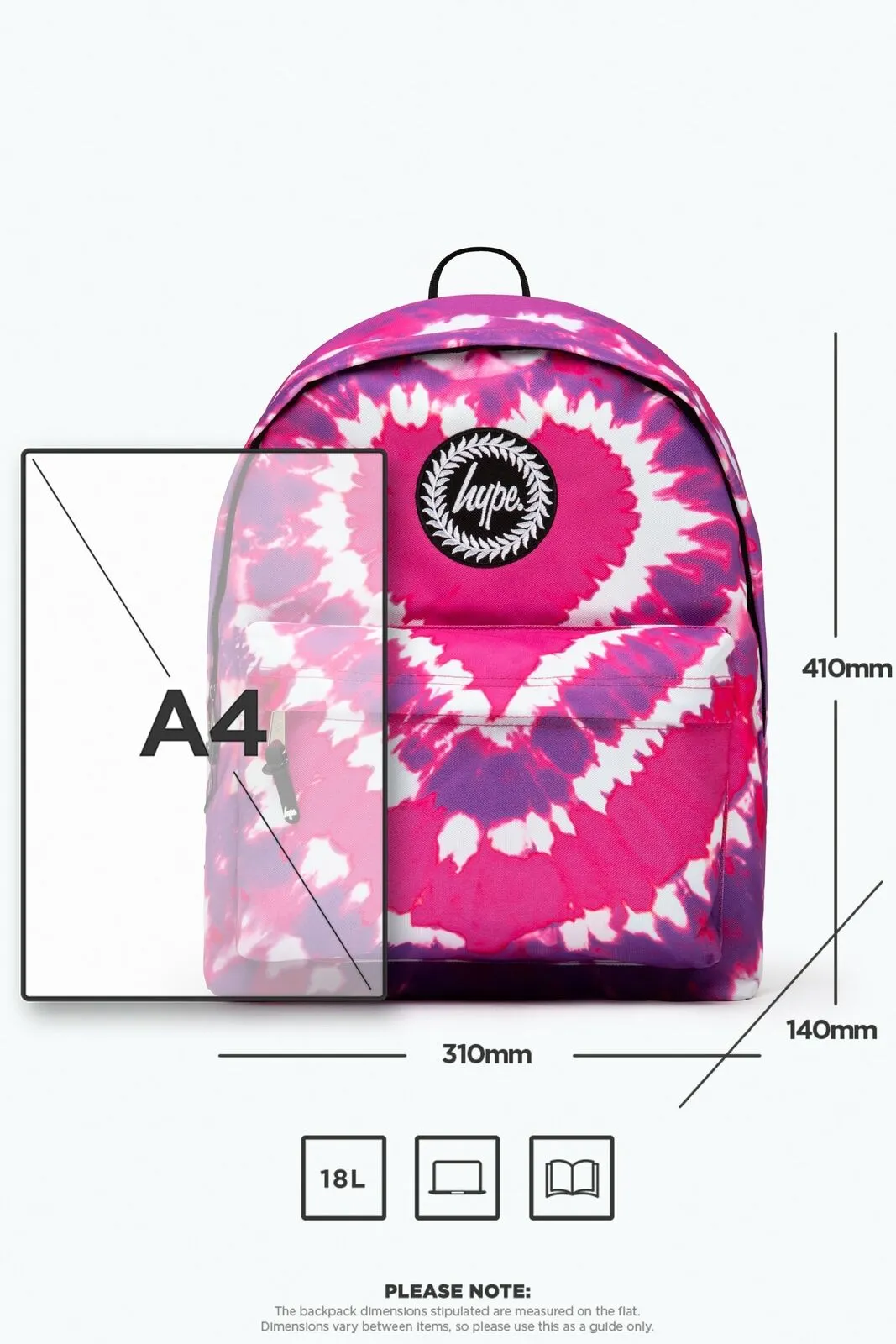 Hype Pink Heart Hippy Tie Dye Backpack
