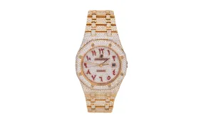 Iced Out Audemars Piguet Royal Oak 36 mm Rose Gold Dial