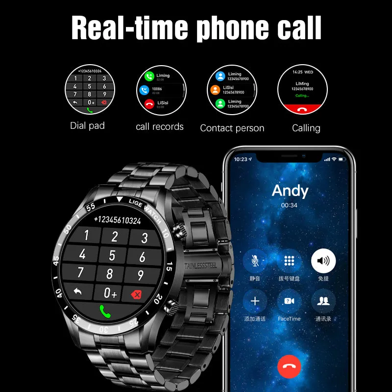 IP68 Waterproof Sports Fitness Tracker Clock Activity Heart Rate Blood Pressure Watch Men