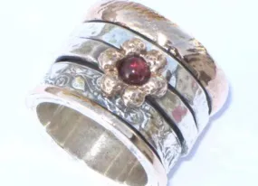  Garnet Inlaid Polished Rings